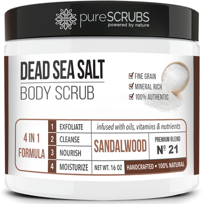 Sandalwood Body Scrub / Dead Sea Salt / Premium Blend #21