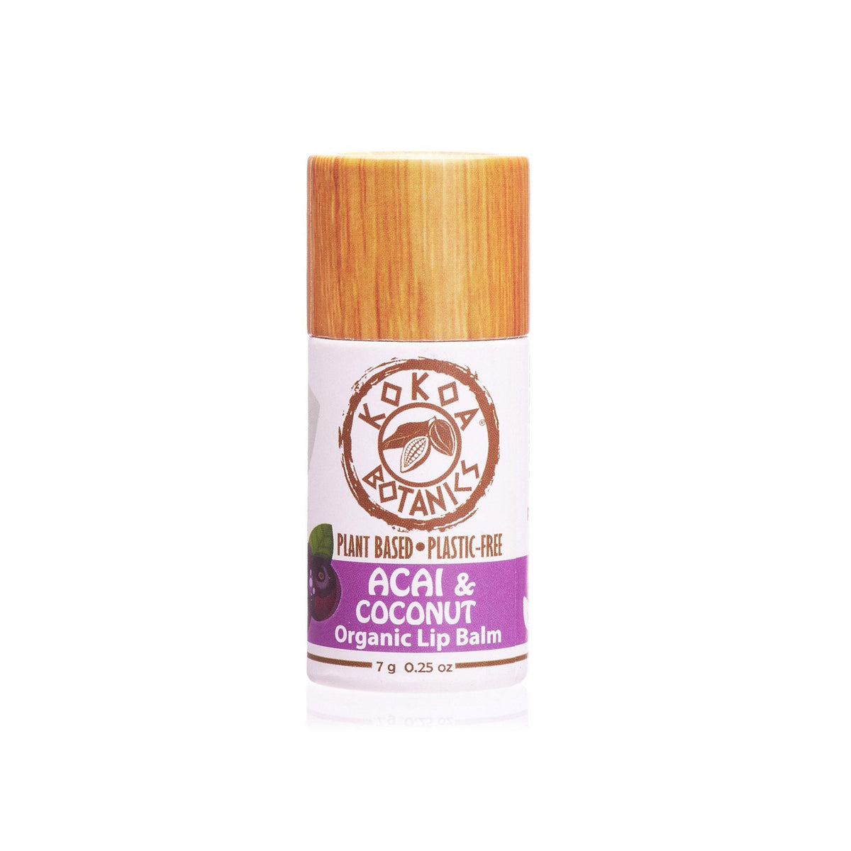 Vegan Organic Lip Balm - Acai and Coconut - Plastic Free .25 oz